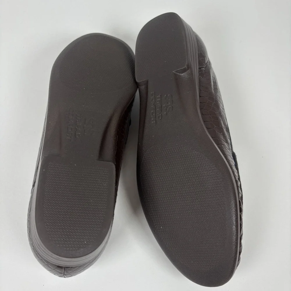SAS Womens Size 7 Slim Simplify-C Brown Croc Patent Leather Loafers NIB USA